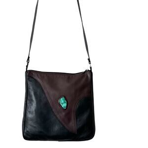 Touchstone Vegabond Crossbody Bag Cordovan & Black Supple Leather Made in USA